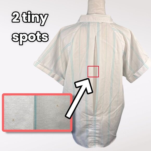 VTG Apricot Bay Short Sleeve Button-Up Shirt Front Pockets Pinstripe Size Large - Picture 9 of 10